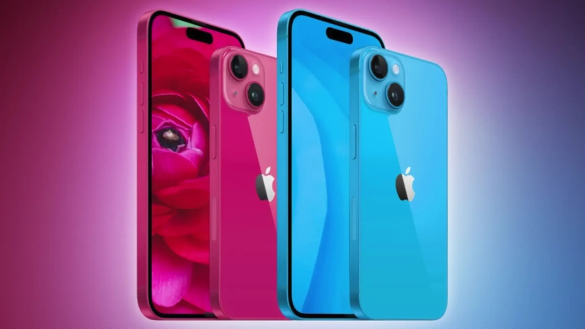modelo de iphone color rosado y azul